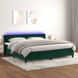  box spring s madracem LED tamnozeleni 200x200 cm baršun | shoptok.hr