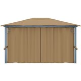  Sjenica sa zastorom 400 x 300 cm smeđe-siva aluminijska | shoptok.hr