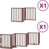 vidaXL Ograda za pse z vrati zložljiva 9 panelov rjava 450 cm les | Shoptok.si