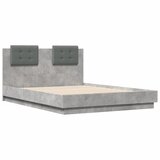 vidaXL Posteljni okvir z vzglavjem betonsko siv 120x190 cm inž. les, (21094843) | Shoptok.si