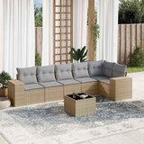 Maison Chic Seti vrtnega pohištva - Vrtna garnitura - Vrtni pohištvo set 7-delna z blazinami bež poli ratan, (21806076) | Shoptok.si