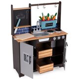 ECO TOYS velika drvena dječja kuhinja za igru sa štandom za povrće i dodacima | shoptok.hr