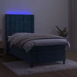  Krevet box spring s madracem LED tamnoplavi 90x190 cm baršun | shoptok.hr