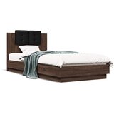  Okvir za krevet s uzglavljem smeđa boja hrasta 90x200 cm drveni | shoptok.hr