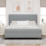  Krevet s opruga kutije Svijetlo siva 200 x 180 cm tkanina Slike