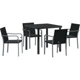  Set za blagovanje u vrtu s jastučićima 5 dijelova crni poliratan | shoptok.hr