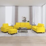vidaXL Sedežna garnitura 4-delna svetlo rumeno blago | Shoptok.si