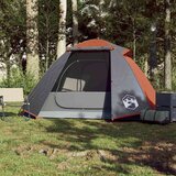 vidaXL Šotor za kampiranje 2 osebi siv oranžen 224x248x118cm 185T taft | Shoptok.si