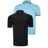 Dewberry DOUBLE SET T8586 MEN'S T-SHIRT-BLACK-CYAN | Shoptok.si