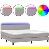 Maison Chic Box spring postelja - Vzmetna postelja z vzmetnico LED sv. siva 160x200 cm blago SL15187, (21900789) | Shoptok.si