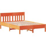  The Living Store Posteljni okvir brez vzmetnice voščeno rjav 135x190 cm borovina - Posteljni Okvir, (21446450) | Shoptok.si