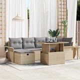 vidaXL Set od 7 dijelova vrtnih sofa s jastucima Bež Poli ratan u