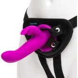 happyrabbit Strap-On - vibrator na trak z zajčkom (vijolična) | Shoptok.si