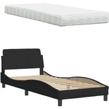 vidaXL Postelja z vzmetnico črna 80x200 cm blago | Shoptok.si
