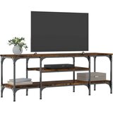 vidaXL TV omarica dimljeni hrast 121x35x45 cm inženirski les in železo | Shoptok.si