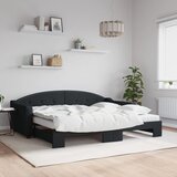 vidaXL Dnevni krevet na razvlačenje s madracima crni 90x200 cm tkanina Cijene