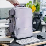 Camry CR 6880 putni ruksak 24 L &amp;ndash; 40 &amp;times; 20 &amp;times; 30 cm, za laptop 17&amp;quot;, USB-A/USB-C, svijetlo ljubičasti Slike