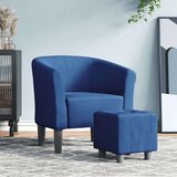  Zaobljena fotelja s tabureom plava od tkanine | shoptok.hr