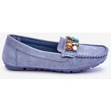 Kesi Women's suede loafers with crystals Blue Lucille | Shoptok.si