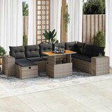 vidaXL 9-dijelni set vrtnih sofa poliratan i bagrem s jastucima sivi Cijene