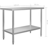 vidaXL Kuhinjski radni stol 120 x 60 x 85 cm od nehrđajućeg čelika | shoptok.hr