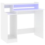 Maison Chic Pisalna miza - pisarniška miza - Računalniška miza z LED lučkami bela 97x45x90 cm inženirski les, (21785183) Cene