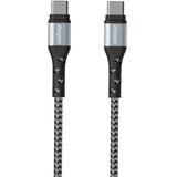 Energizer Polnilni in podatkovni kabel USB-C na USB-C 2m iz pletenega najlona proti zapletanju, Črna / Srebrna, (5000220179) | Shoptok.si