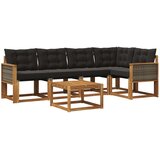 vidaXL Zunanja garnitura za sedenje z blazino 6 pcs Naravna in črna, (5000269342) | Shoptok.si