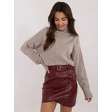 Fashion Hunters Internet Wholesale Women's Mini Skirt Burgundy Made of Eco Leather