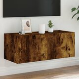  The Living Store Stenska TV omarica z LED lučkami dimljeni hrast 80x35x31 cm - TV Stenska Omarica, (21555367) Cene