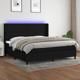 Maison Chic Box spring postelja - Vzmetna postelja z vzmetnico LED črna 200x200 cm blago SL21944, (21892178) | Shoptok.si