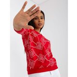 Fashion Hunters Red plus size blouse with prints Cene