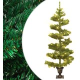 vidaXL Spiralno božićno drvce s posudom LED zeleno 120 cm PVC Cijene