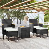 vidaXL 5-dijelni vrtni bistro set od poliratana i kaljenog stakla crni Cijene