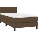  Box spring postelja z vzmetnico temno rjav 90x190 cm blago, (20791021) | Shoptok.si