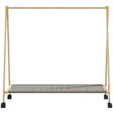 vidaXL Stojalo za oblačila s policami n kolesi 106x34x106,5 cm Bambus | Shoptok.si
