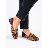 SHELOVET Slip-on suede loafers for women leopard Cene