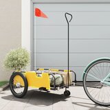 vidaXL Kolesarska prikolica rumena in črna oxford tkanina in železo | Shoptok.si
