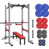 IRON SPORT Kavez sa dodacima za propadanje trbušnjake i zgibove sa ravnom klupom 128kg tegova i 2+1 šipkom Cene