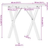  Blagovaonski stol X-oblika 80x50x75,5 cm od borovine i čelik | shoptok.hr