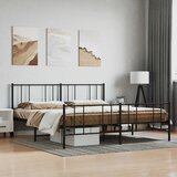  Metalni okvir kreveta uzglavlje i podnožje crni 193x203 cm | shoptok.hr