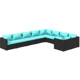  9-dijelna vrtna garnitura od poliratana s jastucima crna | shoptok.hr