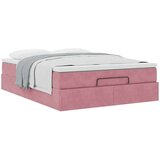 vidaXL Otomanska postelja z vzmetnico roza 140x190cm žamet | Shoptok.si
