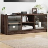 TV ormarić sa staklenim vratima smeđa boja hrasta 102x37x42 cm | shoptok.hr