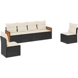  6-dijelni set vrtnih sofa s jastucima crni od poliratana | shoptok.hr