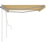 vidaXL Ročno zložljiva tenda s stebrički 4,5x3,5 m rumena in bela | Shoptok.si