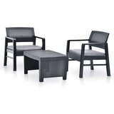  Sedežna garnitura 3-delna plastika antracitna | Shoptok.si