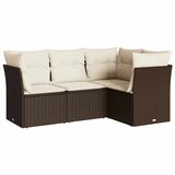  4-dijelni set vrtnih sofa od poliratana s jastucima smeđi | shoptok.hr