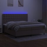  box spring s madracem LED smeđesivi 200x200 cm tkanina | shoptok.hr