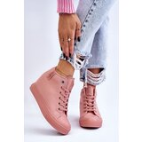Big Star High Sneakers on a Hidden Wedge LL274036 Pink Cene